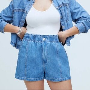 Madewell Denim Pull-On Paperbag Shorts in Bunten Wash
